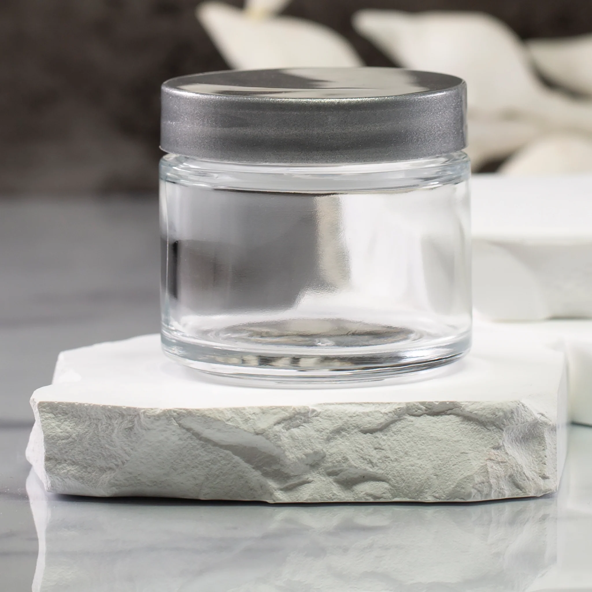 2.5 oz Clear Glass Shallow Jar with 53-400 Neck - Image 4