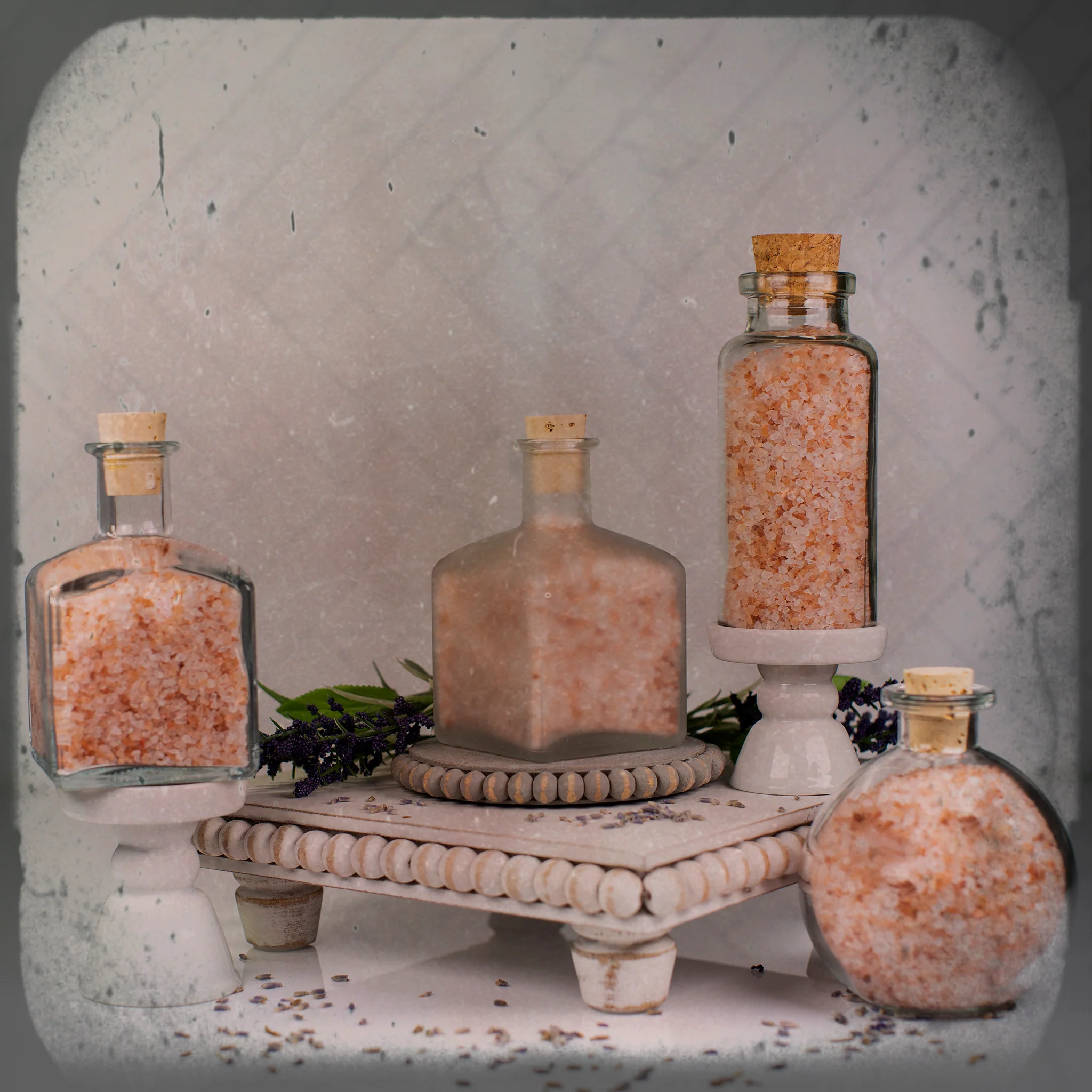 210 ml Frosted Glass Square Bottle with Cork Lid - Image 3