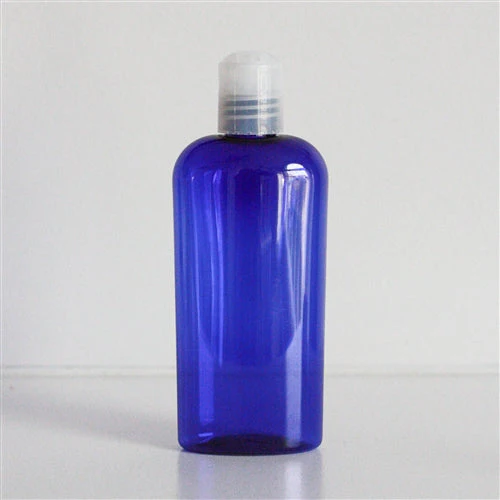 4 oz Blue PET Cosmo Oval with 20-410 Neck - Image 3
