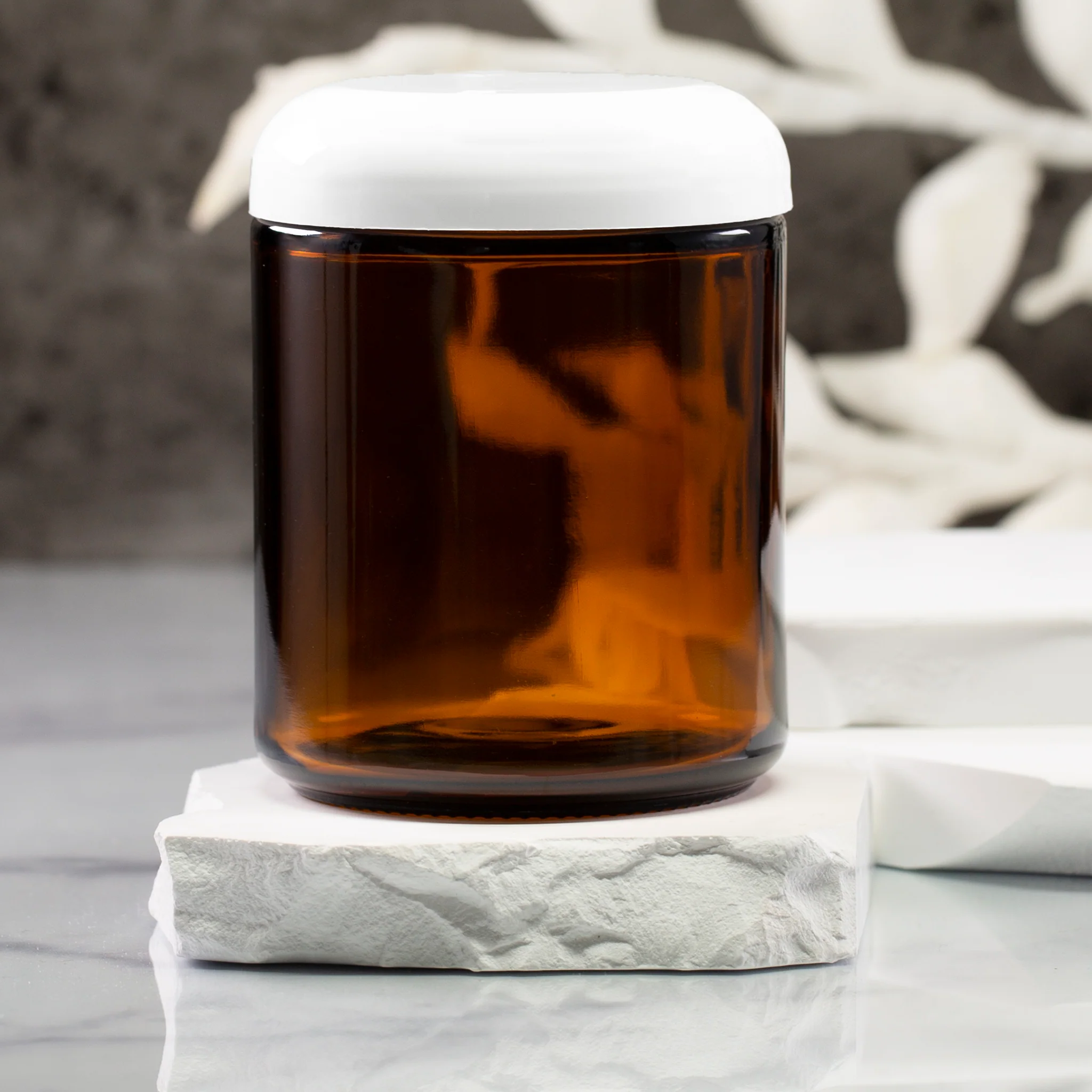 8 oz Amber Glass Jar with 70-400 Neck - Image 5