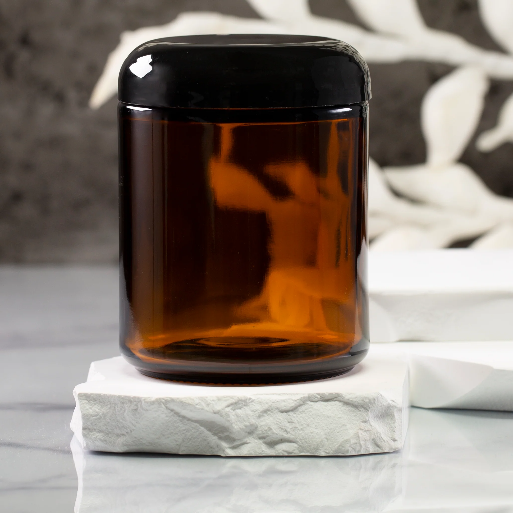 8 oz Amber Glass Jar with 70-400 Neck - Image 9