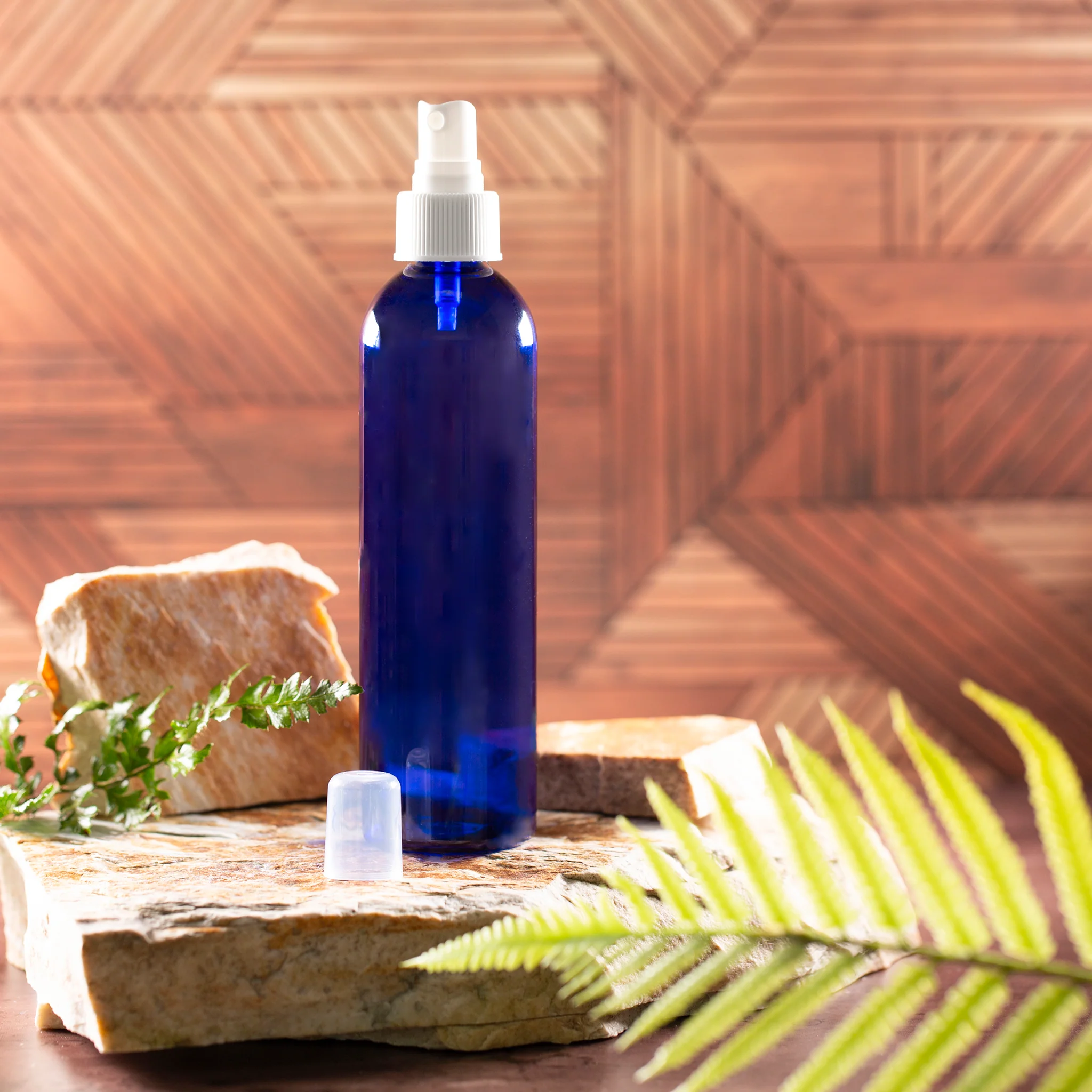 8 oz Blue PET Bullet Bottle with 24-410 Neck - Image 6