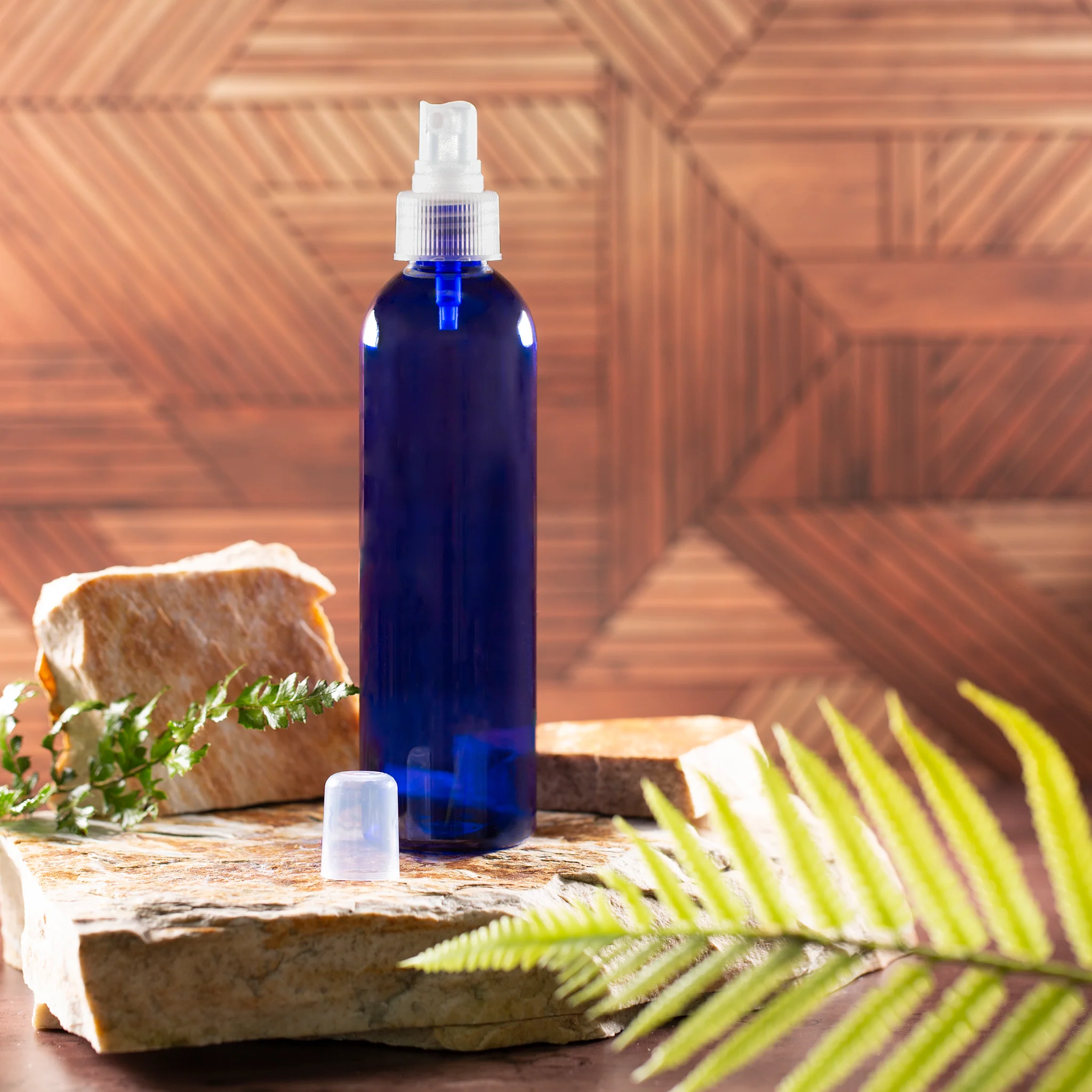 8 oz Blue PET Bullet Bottle with 24-410 Neck - Image 8